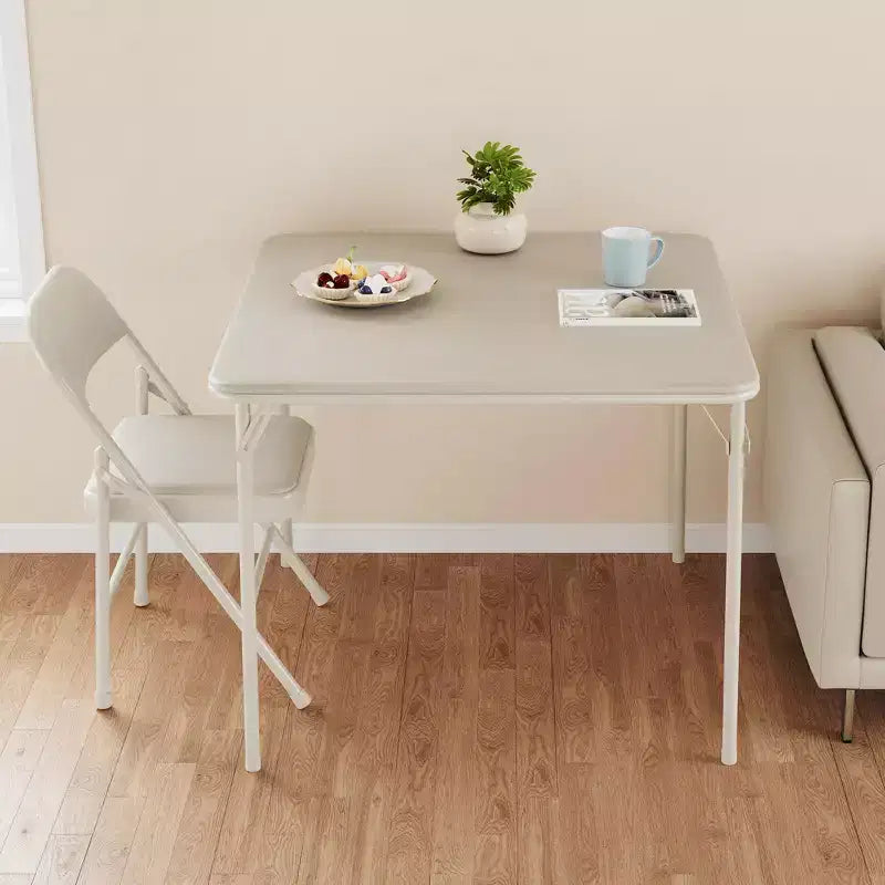Ensemble de table à manger 3 pièces, table de cuisine pliante en métal avec 2 chaises rembourrées, design peu encombrant, coussins en similicuir, pour salle à manger