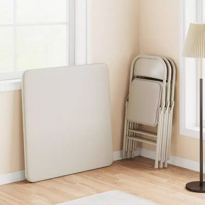 Ensemble de table à manger 3 pièces, table de cuisine pliante en métal avec 2 chaises rembourrées, design peu encombrant, coussins en similicuir, pour salle à manger