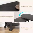 Table d'appoint pivotante avec station de charge et sac de rangement, Table d'appoint rotative avec 6 roulettes verrouillables pour chambre à coucher et salon