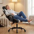 Chaise de jeu avec repose-pieds, chaise d'ordinateur ergonomique avec appuie-tête et support lombaire, chaise de jeu respirante et réglable en hauteur pour la maison et le bureau