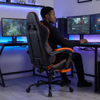Chaise de jeu avec repose-pieds, chaise d'ordinateur ergonomique avec appuie-tête et support lombaire, chaise de jeu respirante et réglable en hauteur pour la maison et le bureau