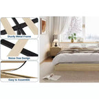 Cadre de lit plateforme, lit en bois avec sommier à lattes et sans besoin de sommier tapissier, assemblage facile, cadre de lit minimaliste sans tête de lit