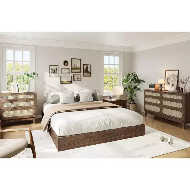 Cadre de lit plateforme, lit en bois avec sommier à lattes et sans besoin de sommier tapissier, assemblage facile, cadre de lit minimaliste sans tête de lit