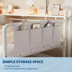 Coolmee Lit de repos double avec lit gigogne, tête de lit de rangement + station de recharge et sacs de rangement supplémentaires, lit-canapé robuste pour salon ou chambre d'amis