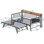 Coolmee Lit de repos double avec lit gigogne, tête de lit de rangement + station de recharge et sacs de rangement supplémentaires, lit-canapé robuste pour salon ou chambre d'amis