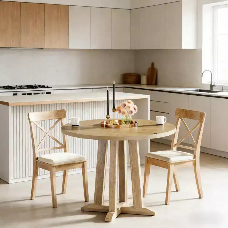 Table de salle à manger ronde moderne GDFStudio Ashton 31,5 po en bois