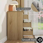Commode en bois avec tiroirs, Armoire moderne haute avec rangement profond, Grande commode avec plateau large, pour Chambre, Salon, Bureau