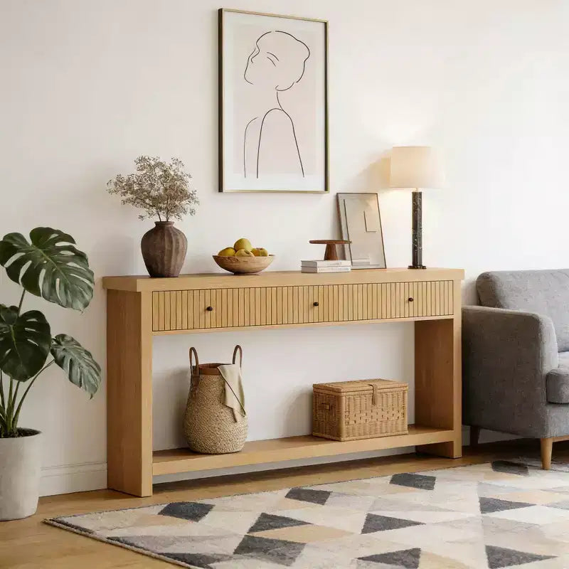 Console de table GDFStudio Kensley en bois de 70 po avec 3 tiroirs