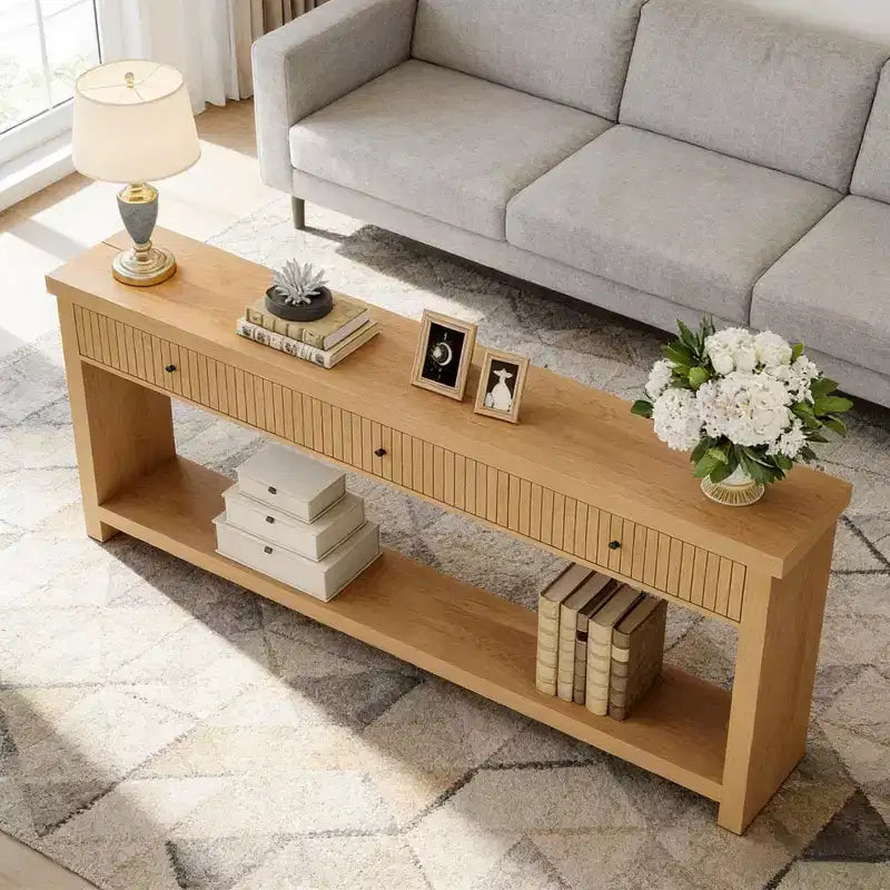 Console de table GDFStudio Kensley en bois de 70 po avec 3 tiroirs