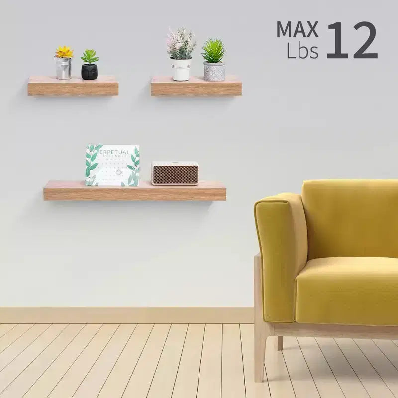 NAYSAYE Étagères Flottantes Murales en Bois avec Supports Invisibles pour Salle de Bain Chambre Salon Cuisine, Multicolore
