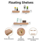 NAYSAYE Étagères Flottantes Murales en Bois avec Supports Invisibles pour Salle de Bain Chambre Salon Cuisine, Multicolore