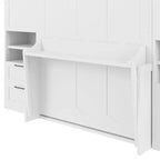 Lit escamotable Luxystar Full moderne avec 2 armoires, 4 tiroirs et étagères, blanc