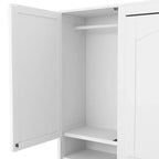 Lit escamotable Luxystar Full moderne avec 2 armoires, 4 tiroirs et étagères, blanc