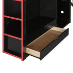 Lit mezzanine moderne pleine grandeur Luxystar avec armoire, bureau éclairé et rangement