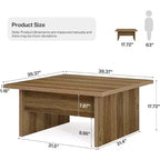 Table basse carrée Lantine, table basse de salon de style rustique, marron rustique, 100 cm