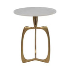 Table d'appoint chic, petite table de chevet ou guéridon pour la décoration intérieure - Table en métal avec plateau en marbre et cadre artistique pour les petits espaces - 22 Blanc et doré