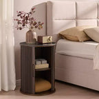 Table d'appoint circulaire en marbre artificiel avec espace de rangement, table de chevet moderne médiévale, adaptée aux chambres et salons - Morden Fort