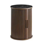 Table d'appoint circulaire en marbre artificiel avec espace de rangement, table de chevet moderne médiévale, adaptée aux chambres et salons - Morden Fort