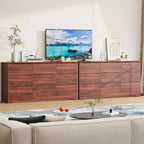 Commode de chambre à 9 tiroirs de 59 po de large avec motif ondulé, meuble TV de rangement en bois pour salon, couloir