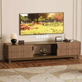 CuisinSmart Fluted Under TV Cabinet, Mid Century Modern TV Stand with Open-Shelf Storage, Wooden TV Stands for Living Room Apartment, Walnut