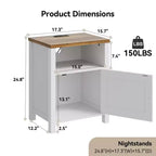 Table de chevet 2 PCS avec station de charge, table de chevet de style rustique avec étagère ouverte, armoire fermée, port USB et prise secteur, table de chevet avec rangement