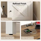 Table de chevet 2 PCS avec station de charge, table de chevet de style rustique avec étagère ouverte, armoire fermée, port USB et prise secteur, table de chevet avec rangement