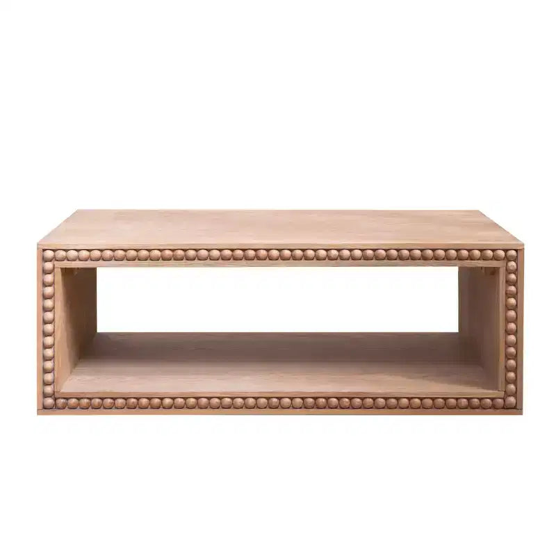 Table basse rectangulaire GDFStudio Hawthorne de 47,6 pouces avec garniture perlée et étagère de rangement ouverte