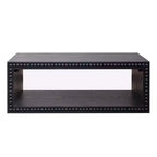 Table basse rectangulaire GDFStudio Hawthorne de 47,6 pouces avec garniture perlée et étagère de rangement ouverte