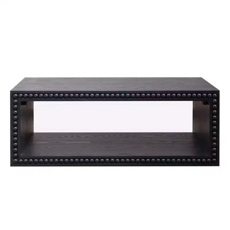 Table basse rectangulaire GDFStudio Hawthorne de 47,6 pouces avec garniture perlée et étagère de rangement ouverte