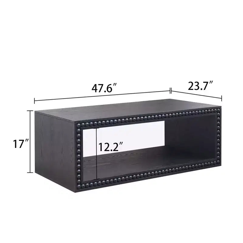 Table basse rectangulaire GDFStudio Hawthorne de 47,6 pouces avec garniture perlée et étagère de rangement ouverte
