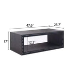Table basse rectangulaire GDFStudio Hawthorne de 47,6 pouces avec garniture perlée et étagère de rangement ouverte