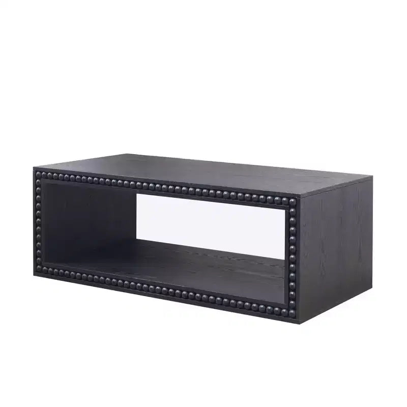 Table basse rectangulaire GDFStudio Hawthorne de 47,6 pouces avec garniture perlée et étagère de rangement ouverte
