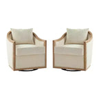 Gordon Farmhouse Rattan Solid Wood Armchair with Solid Wood Edging Set of 2|ART OF LIVING DESIGNS-IVORY