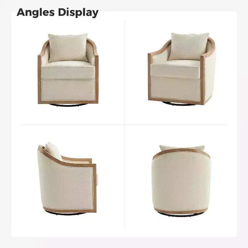 Fauteuil en rotin et bois massif Gordon Farmhouse avec bordure en bois massif, lot de 2 | ART OF LIVING DESIGNS-IVORY