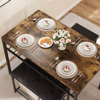 Ensemble de salle à manger 4 pièces avec bancs et tabourets rembourrés - Table de cuisine compacte pour appartements, studios et petits espaces