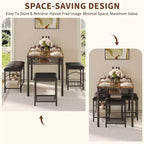 Ensemble de salle à manger 4 pièces avec bancs et tabourets rembourrés - Table de cuisine compacte pour appartements, studios et petits espaces