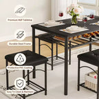 Ensemble de salle à manger 4 pièces avec bancs et tabourets rembourrés - Table de cuisine compacte pour appartements, studios et petits espaces