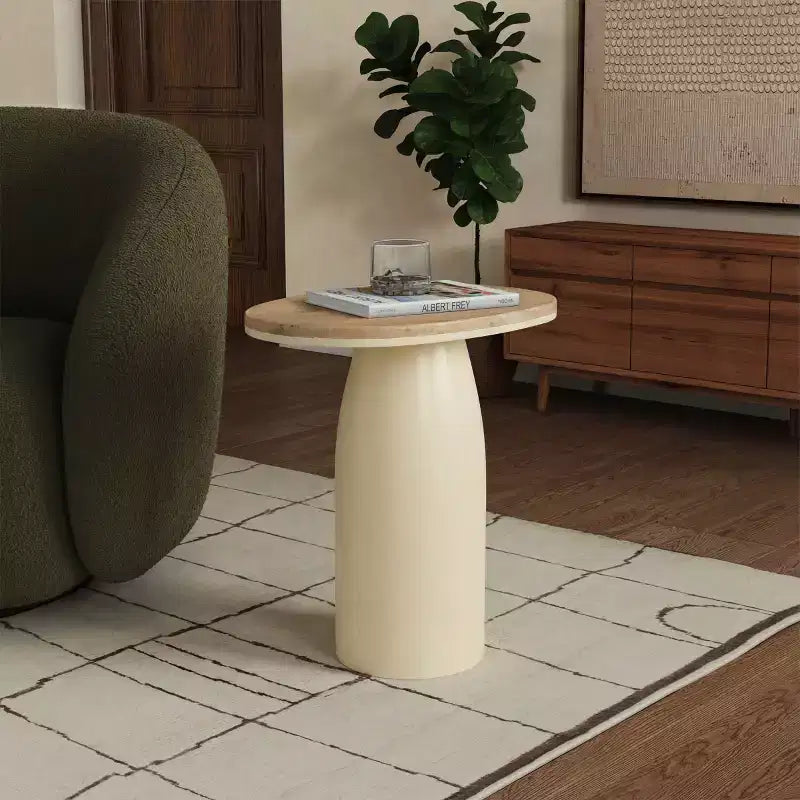 Table d'appoint en bois et laque Veronica - SFV5787 - Naturel/Blanc - Safavieh Couture