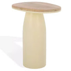 Table d'appoint en bois et laque Veronica - SFV5787 - Naturel/Blanc - Safavieh Couture