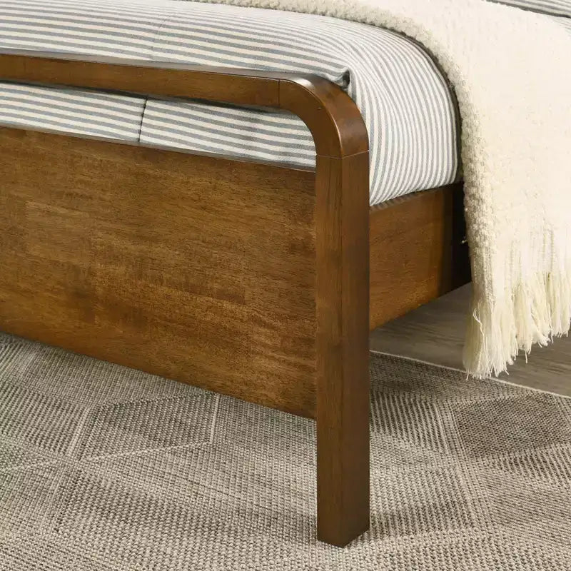 Lit plateforme en bois Roundhill Furniture Eldren, finition noyer