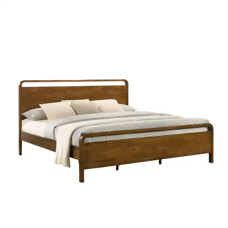 Lit plateforme en bois Roundhill Furniture Eldren, finition noyer