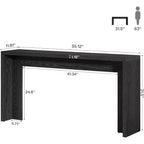 Lantine Table console de ferme de 55 pouces, table de canapé en bois avec rangement, table de couloir étroite et longue pour salon, entrée (noir)
