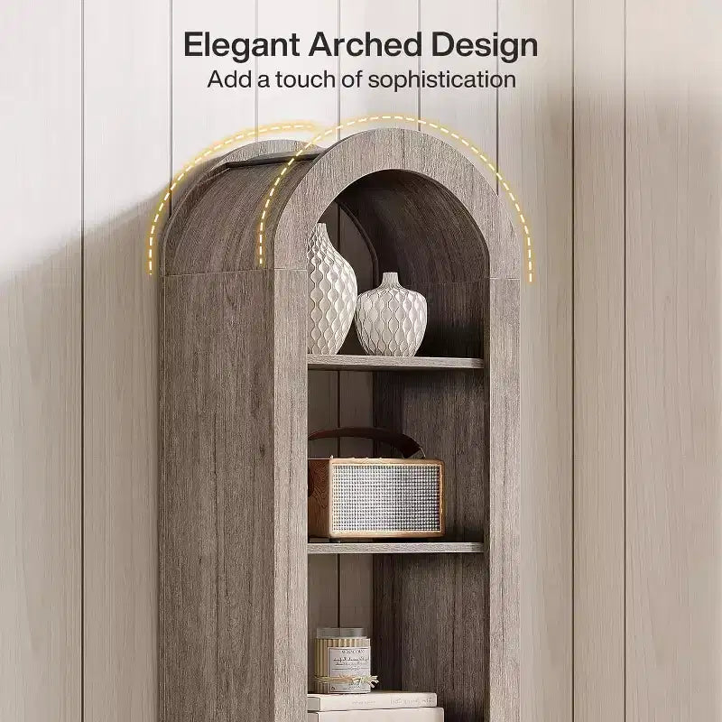 Librarie Lantine de 74,8 pouces de haut, étagère étroite ouverte à 6 niveaux et étagères d'exposition pour petits espaces, bureau à domicile, salon, grise