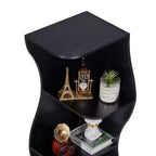 Étagère d'angle VECELO à 5 niveaux avec vagues, meuble de rangement rustique facile à monter, organiseur compact pour la décoration intérieure