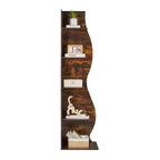 Étagère d'angle VECELO à 5 niveaux avec vagues, meuble de rangement rustique facile à monter, organiseur compact pour la décoration intérieure