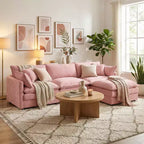Canapé sectionnel modulaire capitonné FurnitureR 102 avec ottoman réversible, canapé d'angle profond avec oreillers décoratifs pour salon