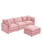 Canapé sectionnel modulaire capitonné FurnitureR 102 avec ottoman réversible, canapé d'angle profond avec oreillers décoratifs pour salon
