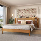Lit Christopher Knight Home Lennon moderne du milieu du siècle avec tête de lit à lattes et rangements latéraux intégrés