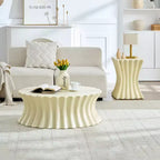 Table basse carrée/ovale, table de salon, table de canapé, table d'appoint, aucune assemblage nécessaire, beige - ModernLuxe