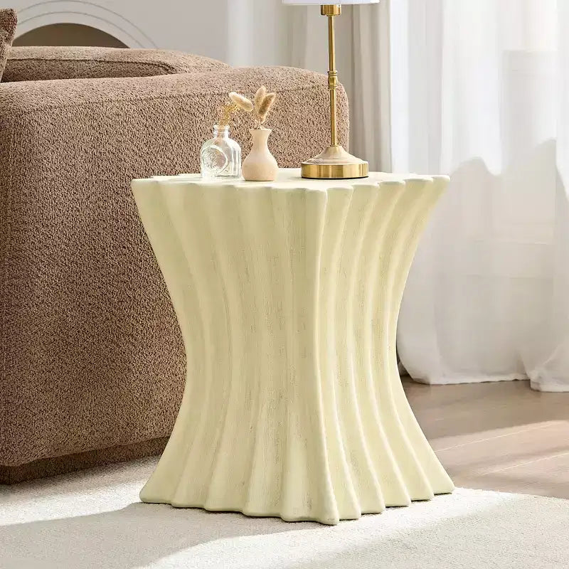 Table basse carrée/ovale, table de salon, table de canapé, table d'appoint, aucune assemblage nécessaire, beige - ModernLuxe